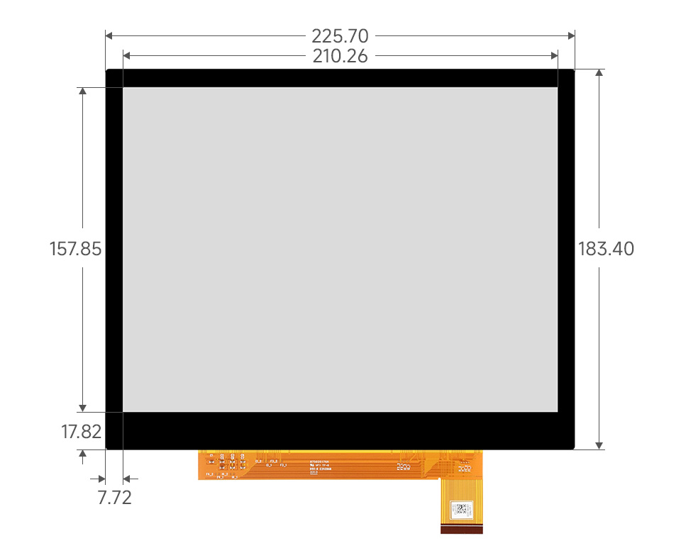 10.3 英寸电子墨水屏贴合屏产品尺寸