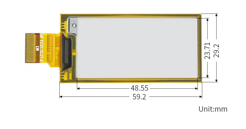 2.13 英寸柔性墨水屏裸屏尺寸