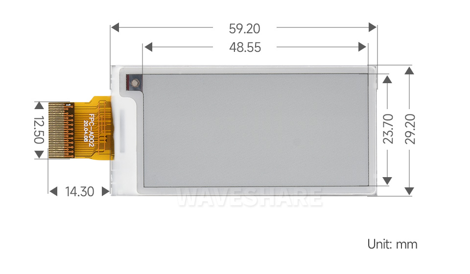 2.13 英寸电子墨水屏尺寸