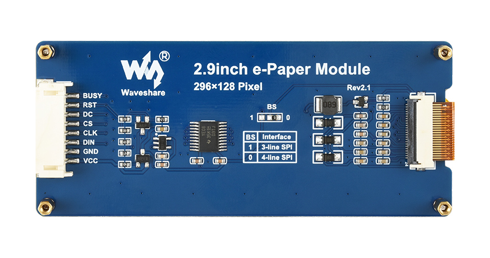 2.9英寸红黄黑白四色电子墨水屏带模块版本背面