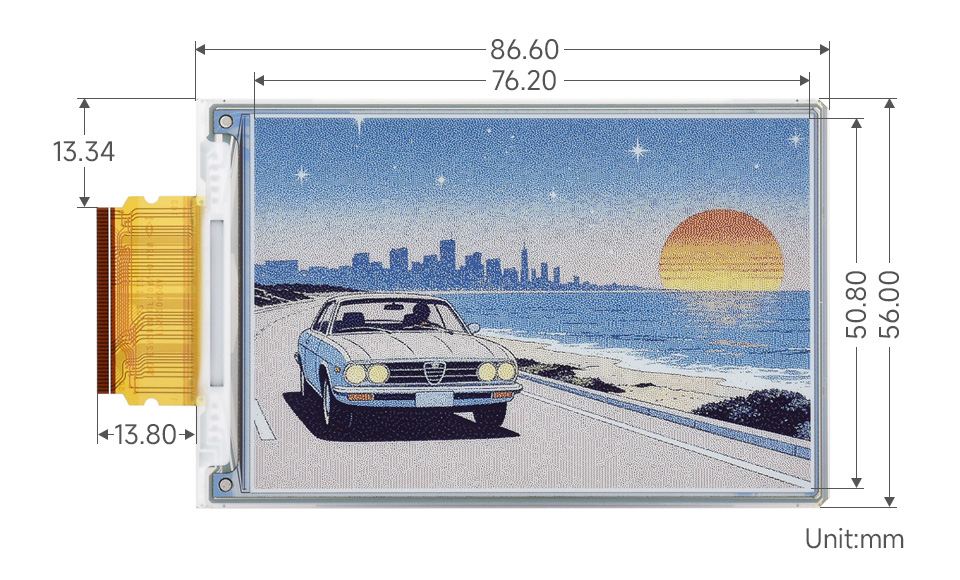 3.6 英寸电子墨水屏尺寸