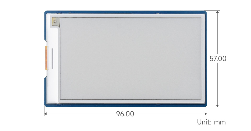 3.7 英寸红黄黑白四色电子墨水屏模块尺寸