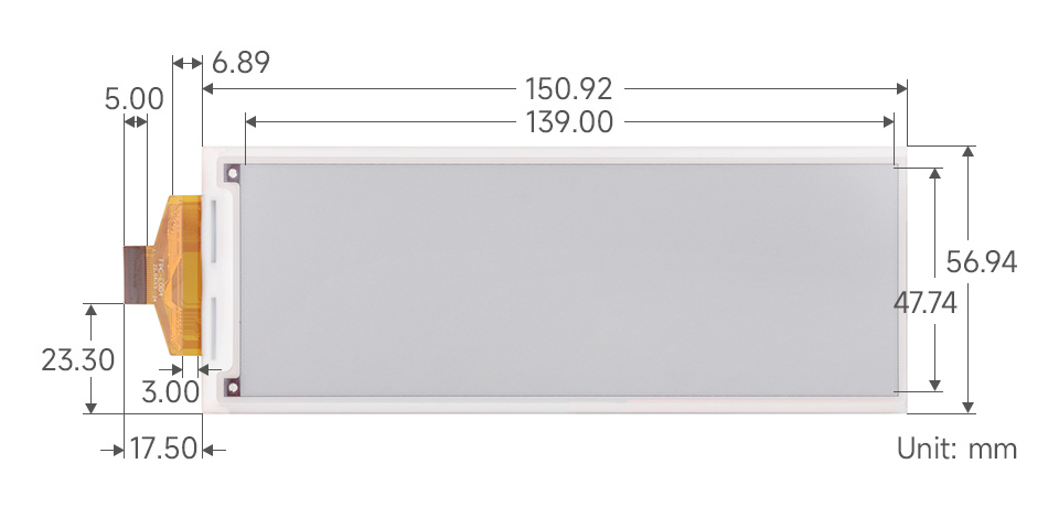 5.79 英寸电子墨水屏产品尺寸