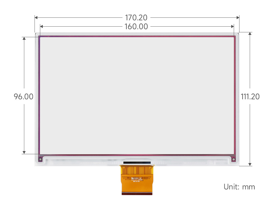 7.3 英寸 7 彩色电子墨水屏尺寸