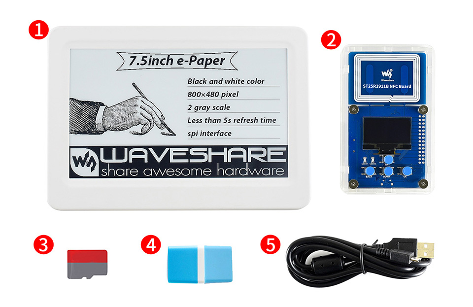 7.5inch NFC e-Paper Eval Kit 配置清单