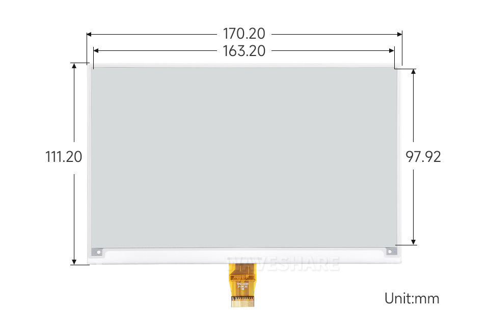 7.5 英寸电子墨水屏模块尺寸