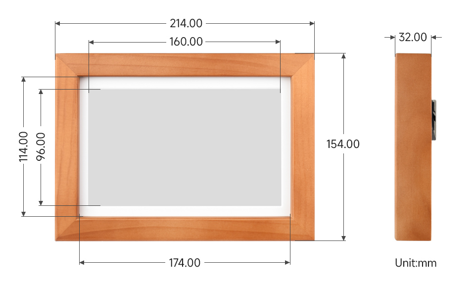 7.3 英寸E6彩色墨水屏电子相框尺寸
