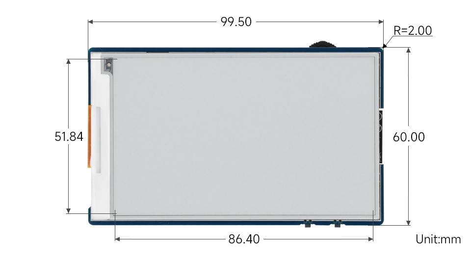 ESP32-S3 3.97 英寸墨水屏开发板尺寸
