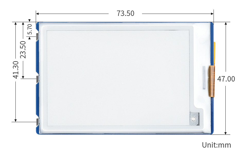 2.7 英寸墨水屏 Pico 扩展板产品尺寸