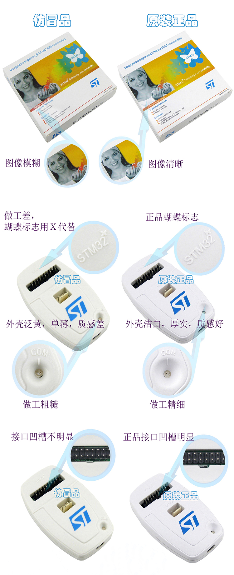 区分ST-LINK/V2原装与仿冒屏