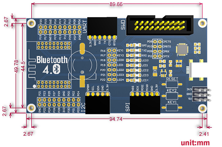 BLE400蓝牙模块底板尺寸