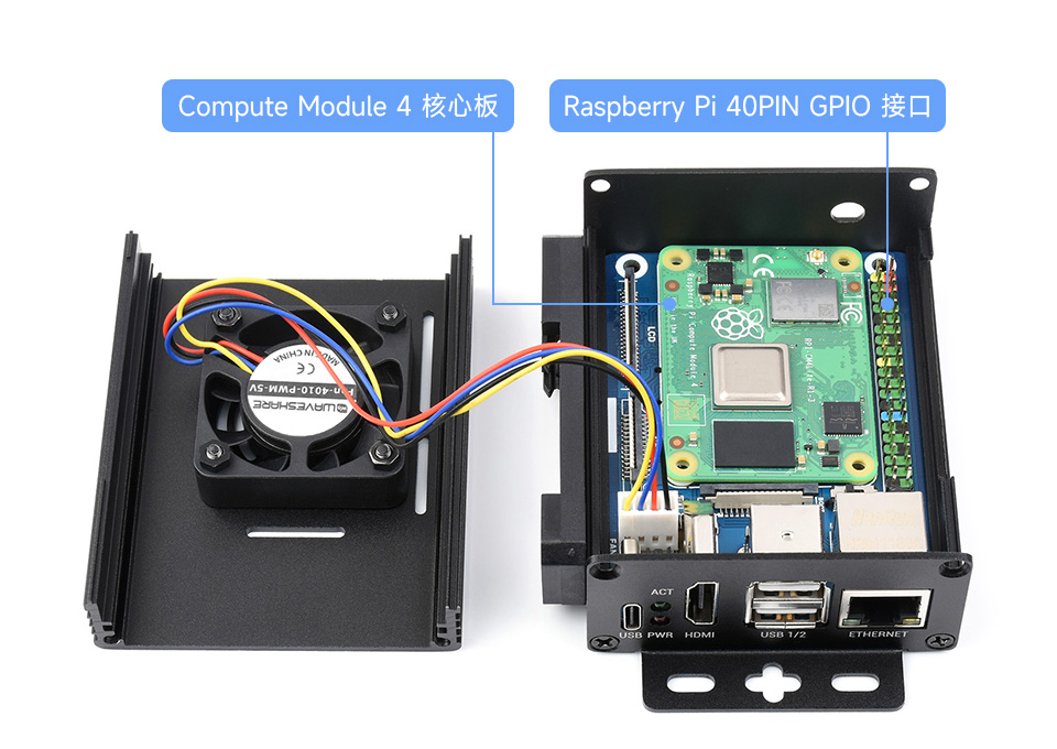 树莓派CM4计算模块迷你主机内置微雪迷你 IO 板进阶版
