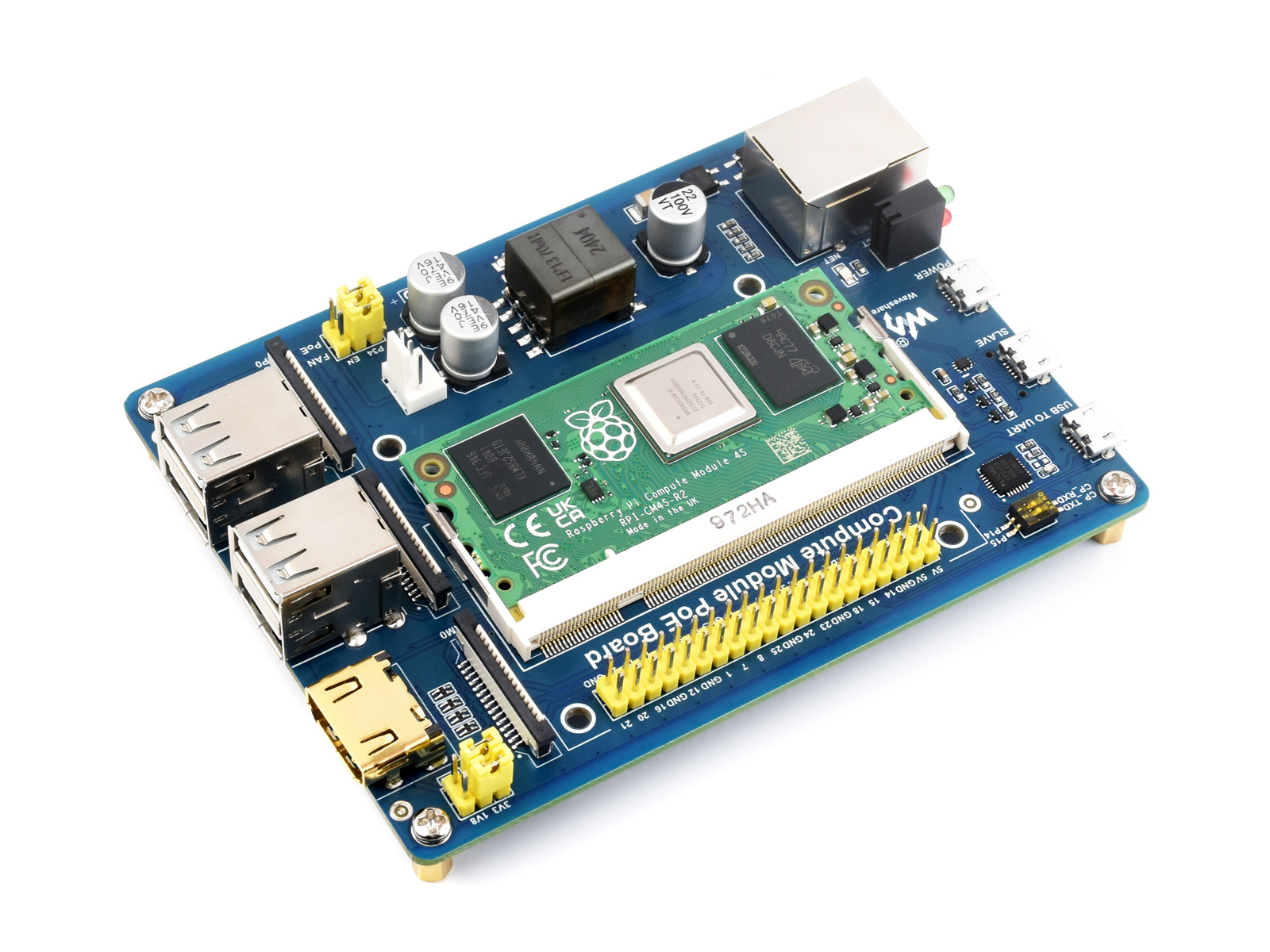 树莓派计算模块扩展板套件带8G内存 2G闪存CM4S核心套餐 适用CM4S/CM3/3Lite/3+/3+Lite适用底板 扩展多种接口 带PoE