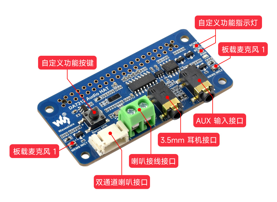 树莓派 DA7212 I2S 音频声卡资源简介