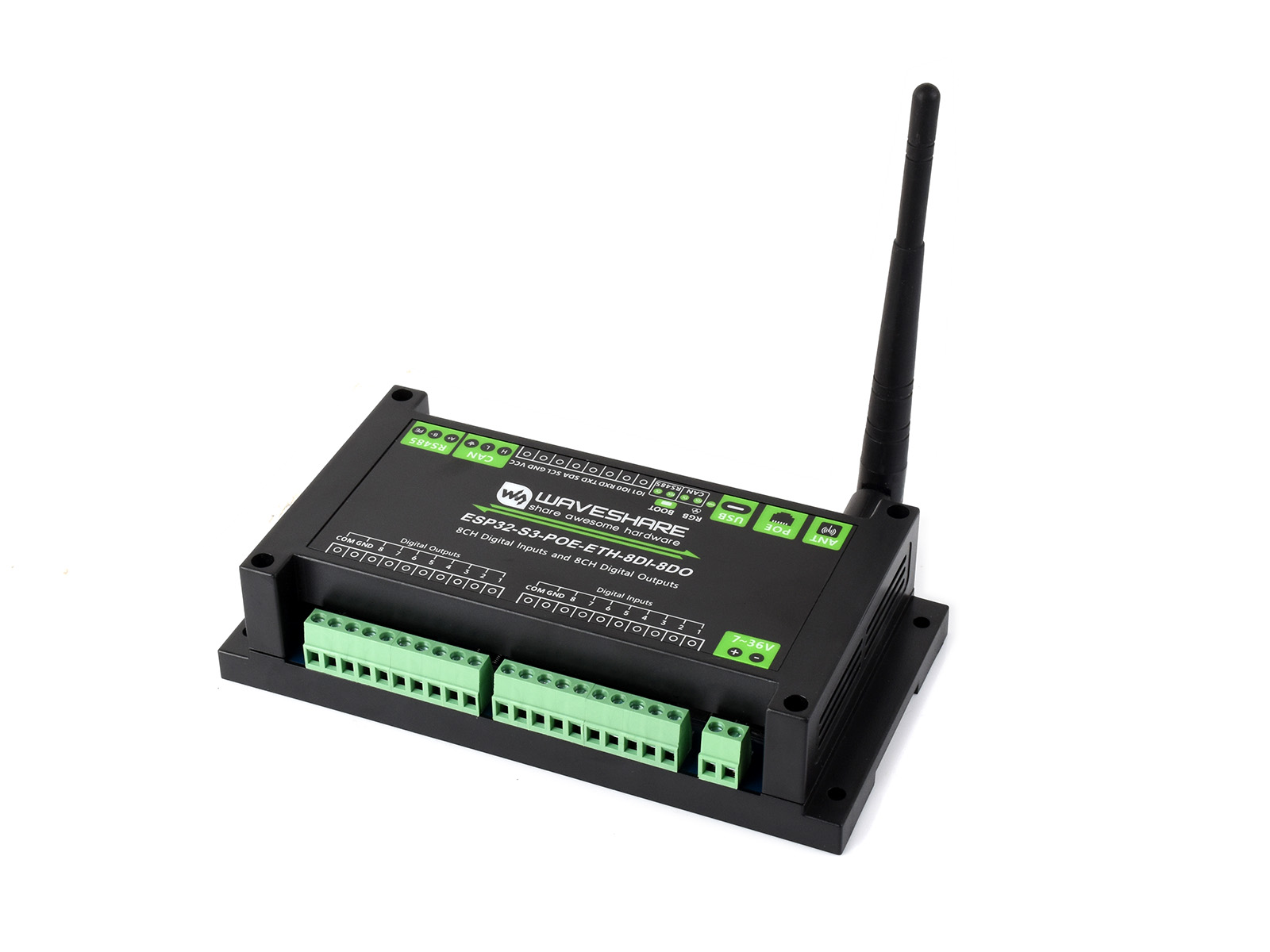 ESP32-S3 工控板 工业级 8 路数字输入输出控制器 内置 Xtensa 32 位 LX7 双核处理器 主频高达 240MHz 板载多种隔离保护电路