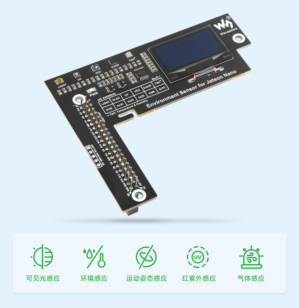 Jetson Nano 环境传感器扩展板主图
