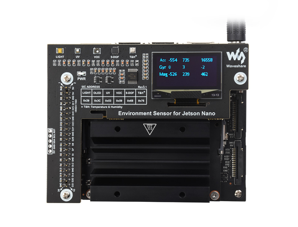 Jetson Nano 环境传感器扩展板板载 1.3寸 OLED