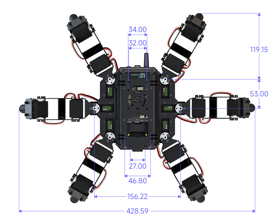 HexArth高自由度仿生六足机器狗外观结构