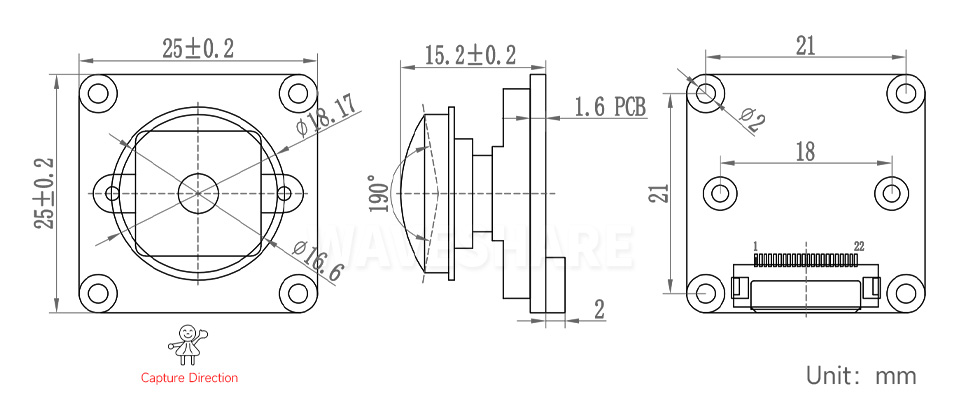 IMX378-190 12.3MP Camera (B) 尺寸图