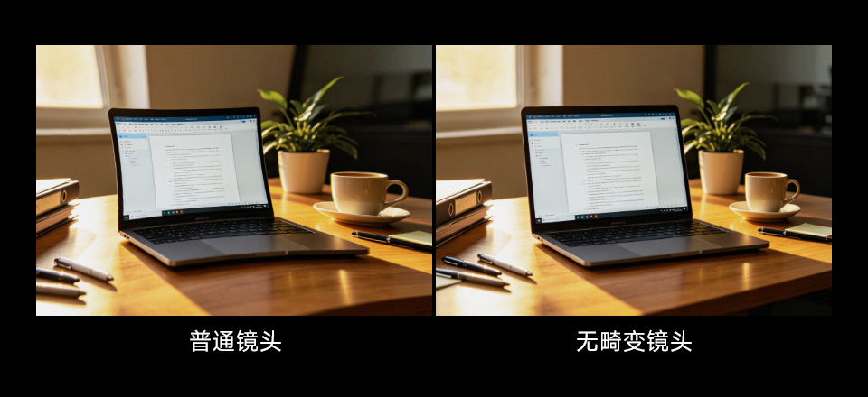 IMX415 无畸变镜头与普通镜头成像效果对比图