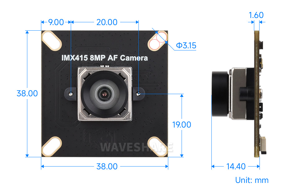 IMX415 8MP AF Camera 模组机械尺寸图纸 mm