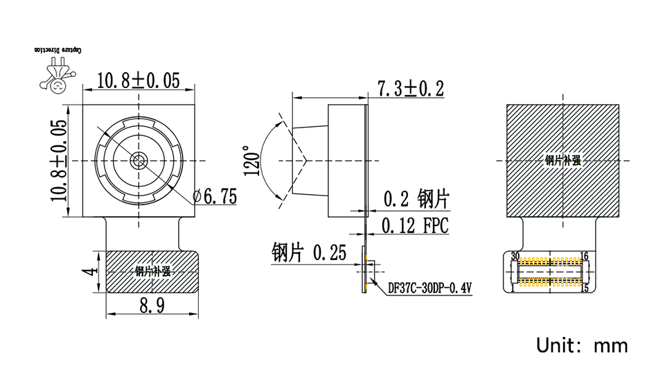 IMX708 摄像头传感器模组 产品尺寸
