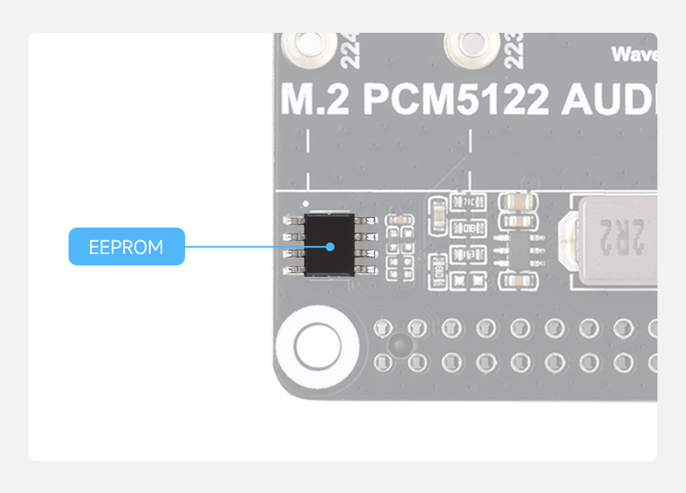 PCIe 转 M.2 和 I2S 音频扩展板，板载 EEPROM 固件用于树莓派 OS 自动加载驱动