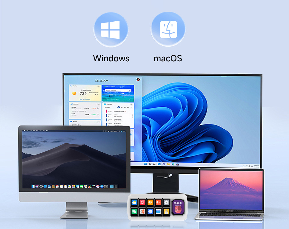 Waveshare MK10 多功能智能控制面板支持 Windows / macOS，跨平台兼容性高