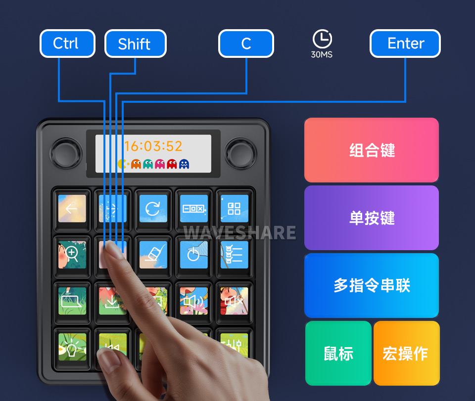 Waveshare MK20 多功能智能控制面板采用Linux + QMK 双系统架构