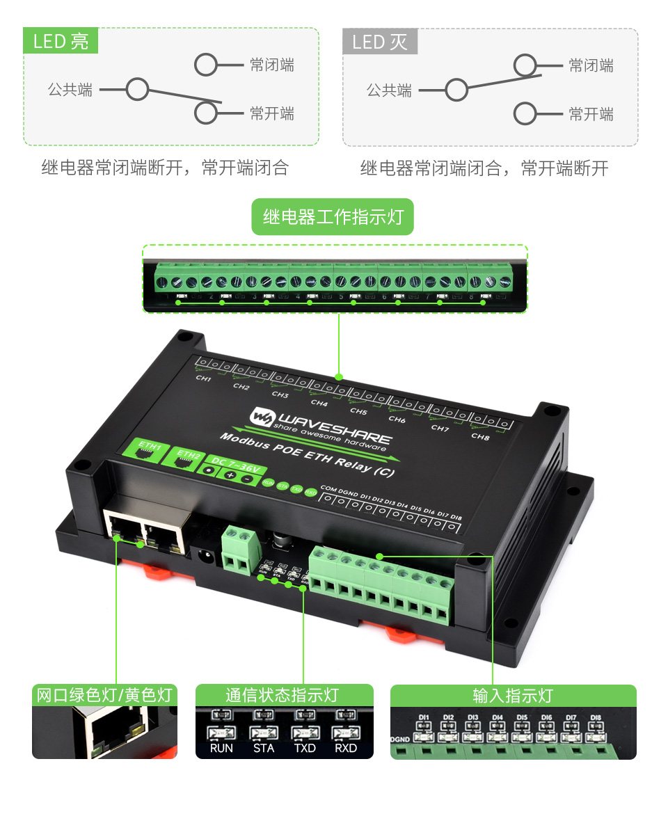 8 路 RS485 继电器模块导轨式外壳设计