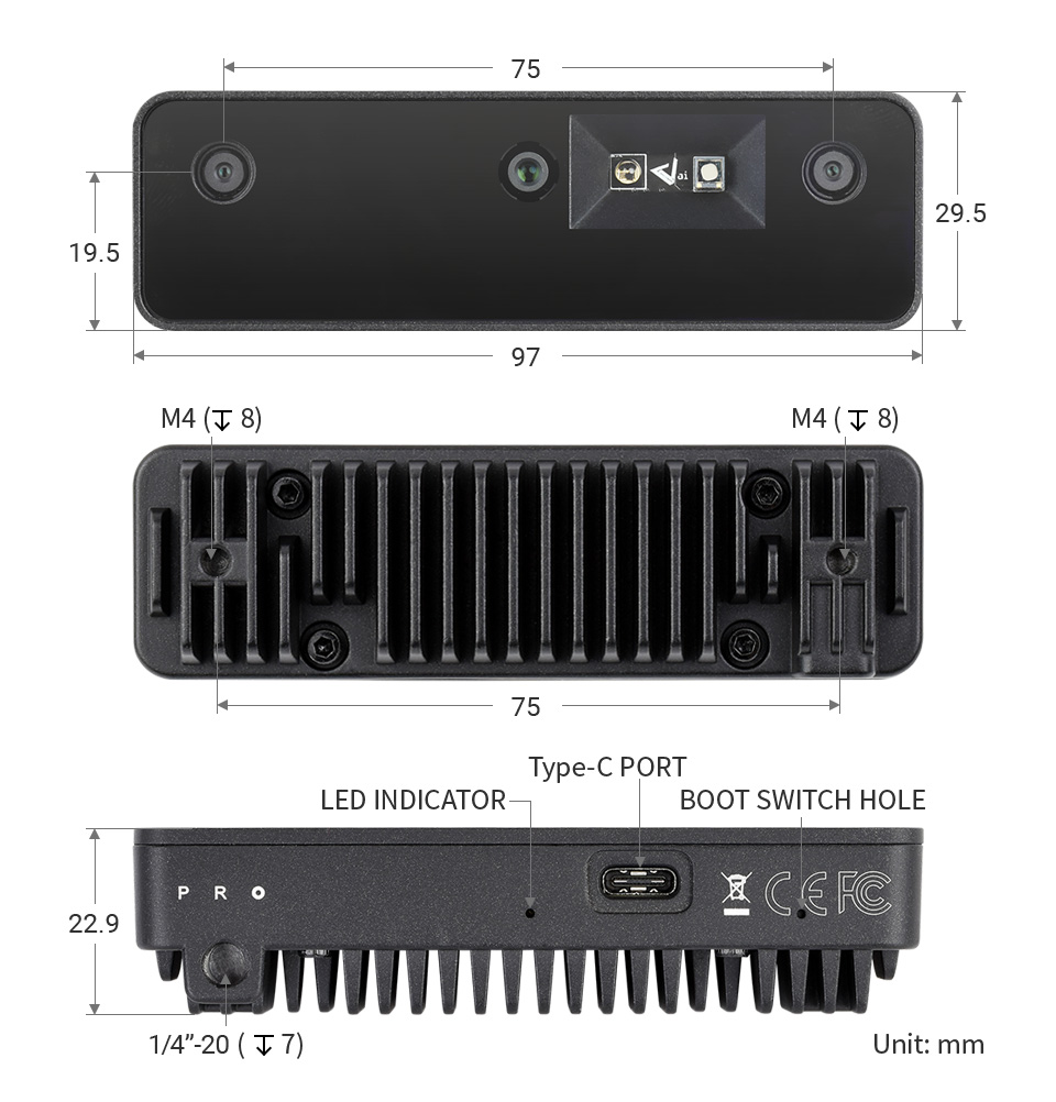 OpenCV AI 机器视觉套件支持摄像头支架
