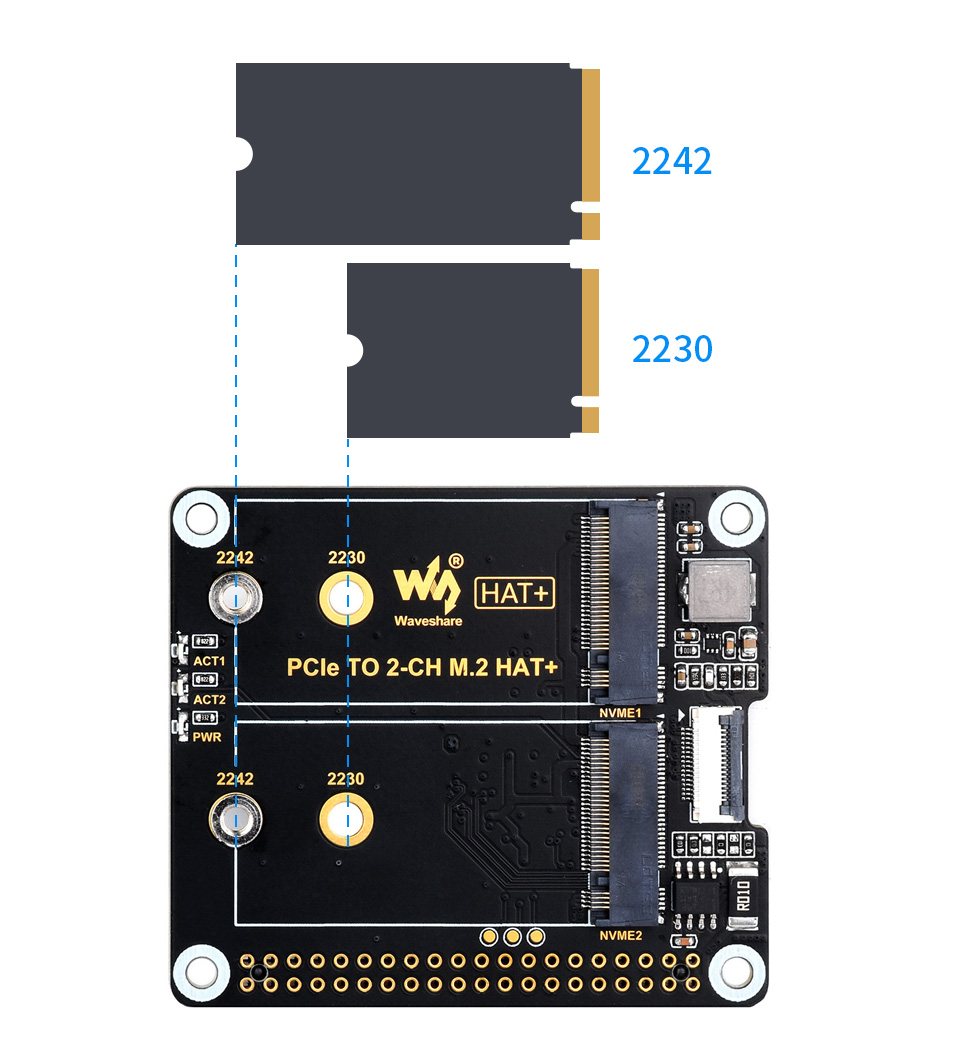 树莓派 5 PCIe 转双通道 M.2 转接板支持 NVMe 硬盘协议