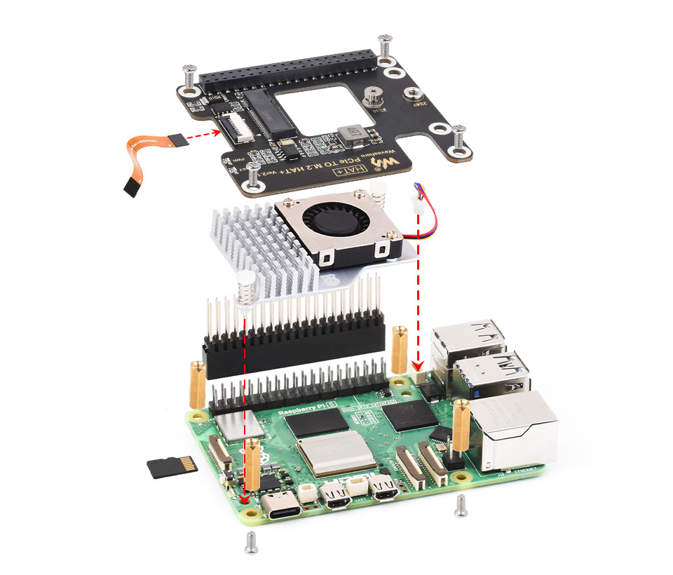 树莓派 5 PCIe 转 M.2 转接板安装介绍