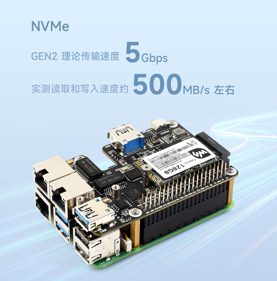 PCIe-TO-M.2-USB-ETH-HAT+ 升级树莓派 焕发新活力