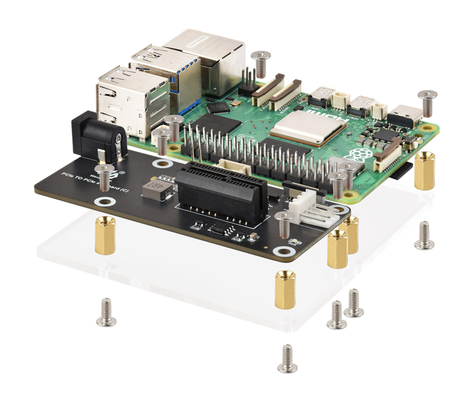 树莓派5转四口USB3.2扩展卡双模式供电，通过杜邦线供电和3PIN连接线供电两个方式