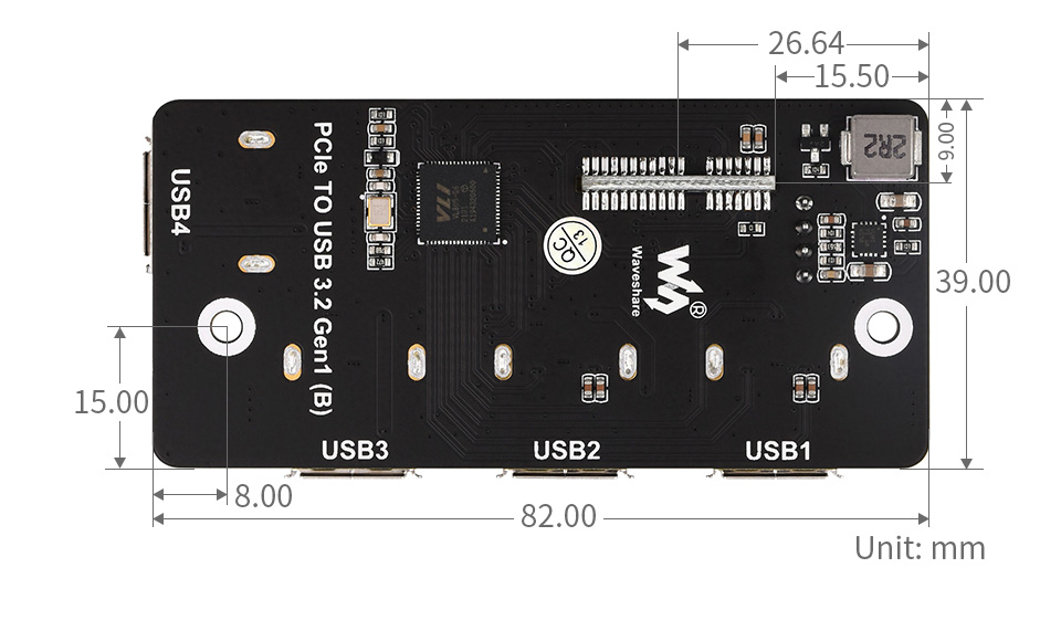 PCI-E 转 USB3.2 转接卡产品尺寸