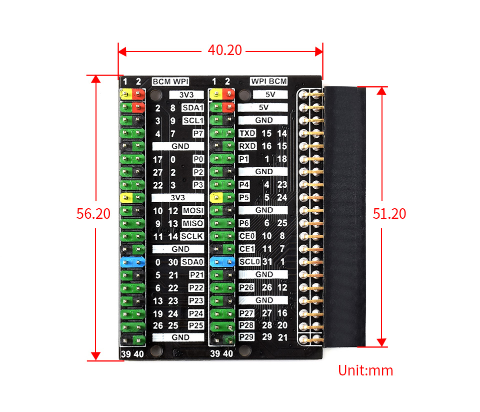 树莓派Raspberry Pi 400接口转接模块外形尺寸