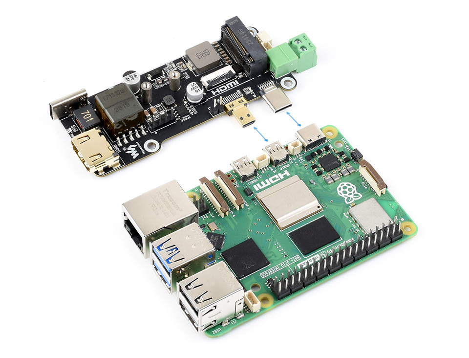 树莓派多功能转接板，将 Micro HDMI 转成 HDMI 母口，连接更加方便
