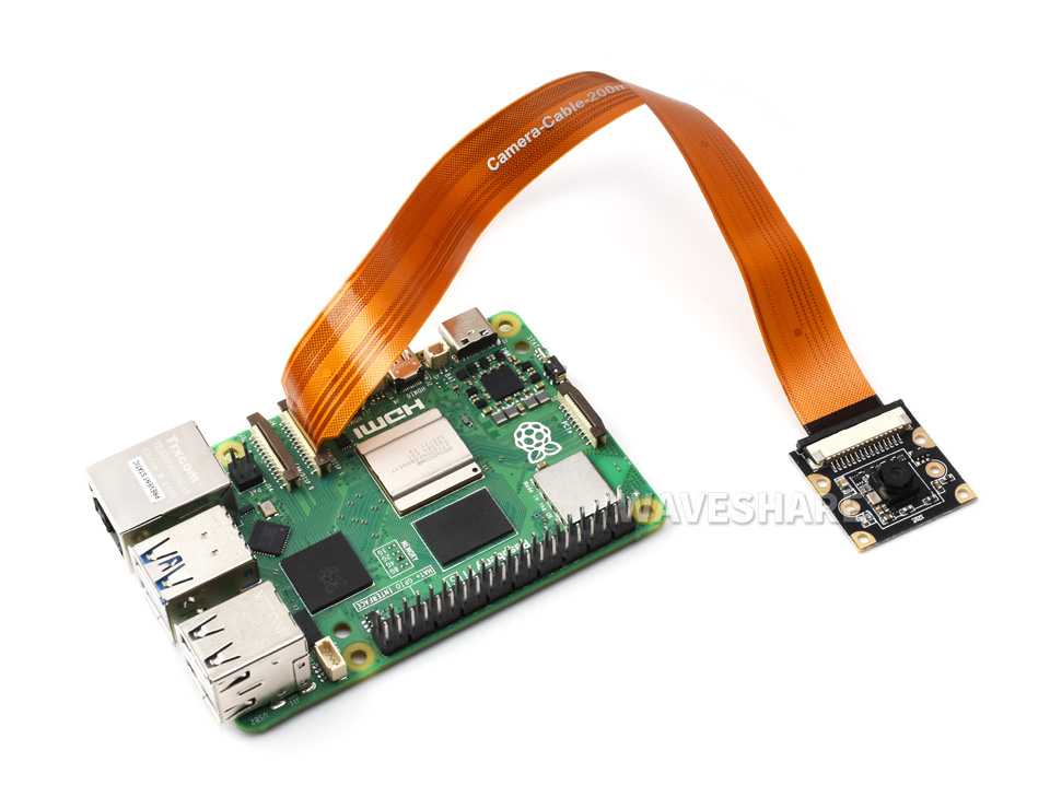 树莓派 5 代 800 万像素摄像头模块连接树莓派 5 效果图