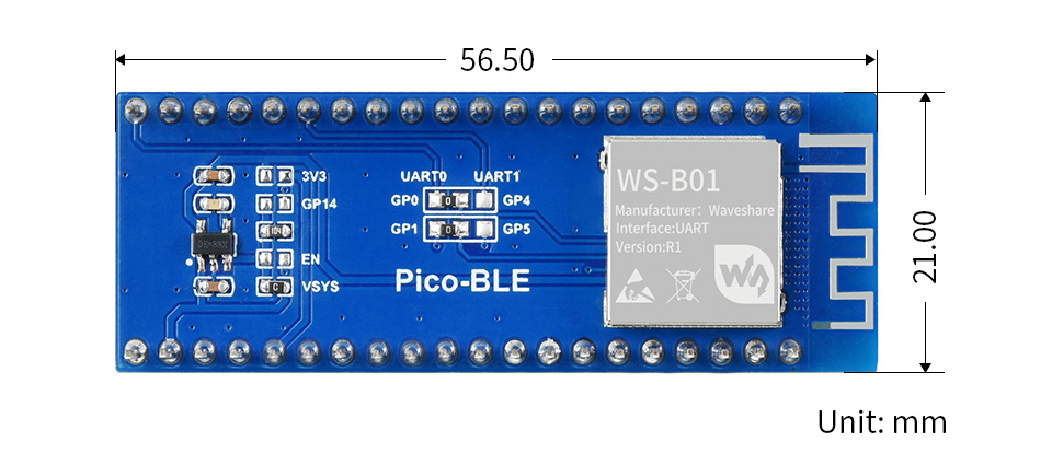 树莓派 Pico RTC 扩展板产品尺寸