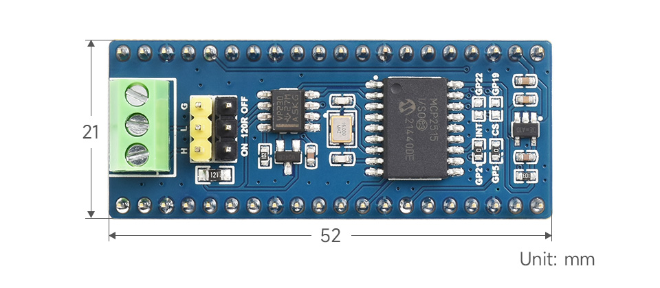 树莓派 Pico CAN 扩展板产品尺寸
