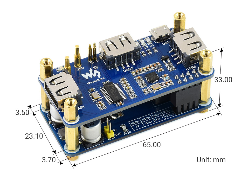 树莓派以太网供电扩展板外形尺寸
