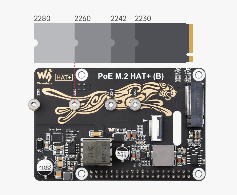 树莓派5 PCIe 转 M.2 扩展板,小巧一体式散热,适用的硬盘接口,包括M key和B&M Key
