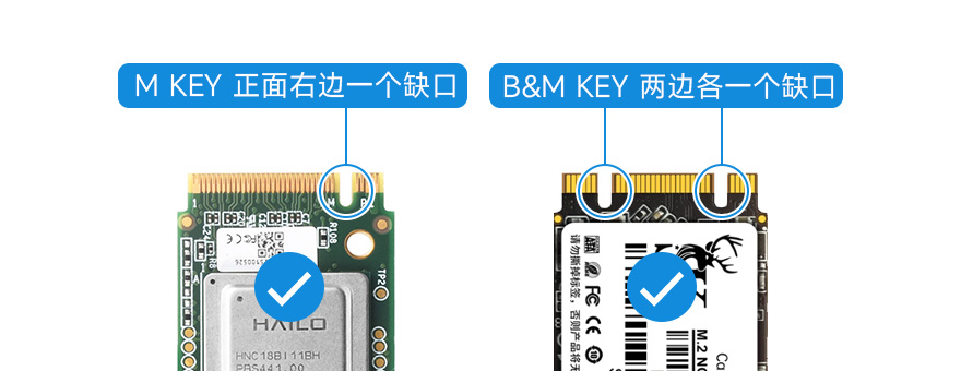 树莓派5 PCIe 转 M.2 扩展板,小巧一体式散热,适用的硬盘接口,包括M key和B&M Key