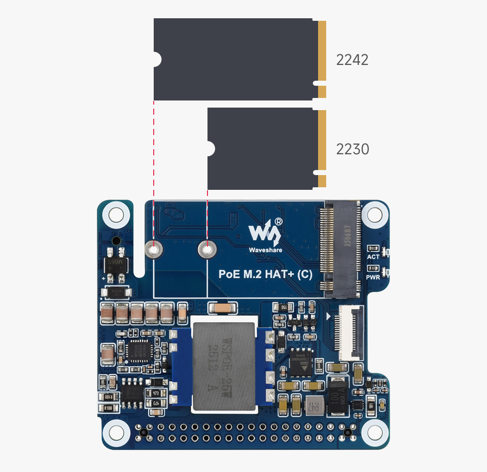 树莓派5 PCIe 转 M.2 扩展板,小巧一体式散热,适用的硬盘接口,包括M key和B&M Key
