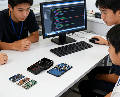 PocketTerm35 教育DIY场景，多人协作进行电子开发学习