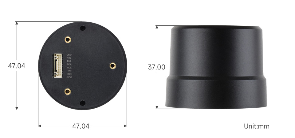 Q43 螺旋天线 RTK 模块产品尺寸图 直径 47.04mm 高度 37mm