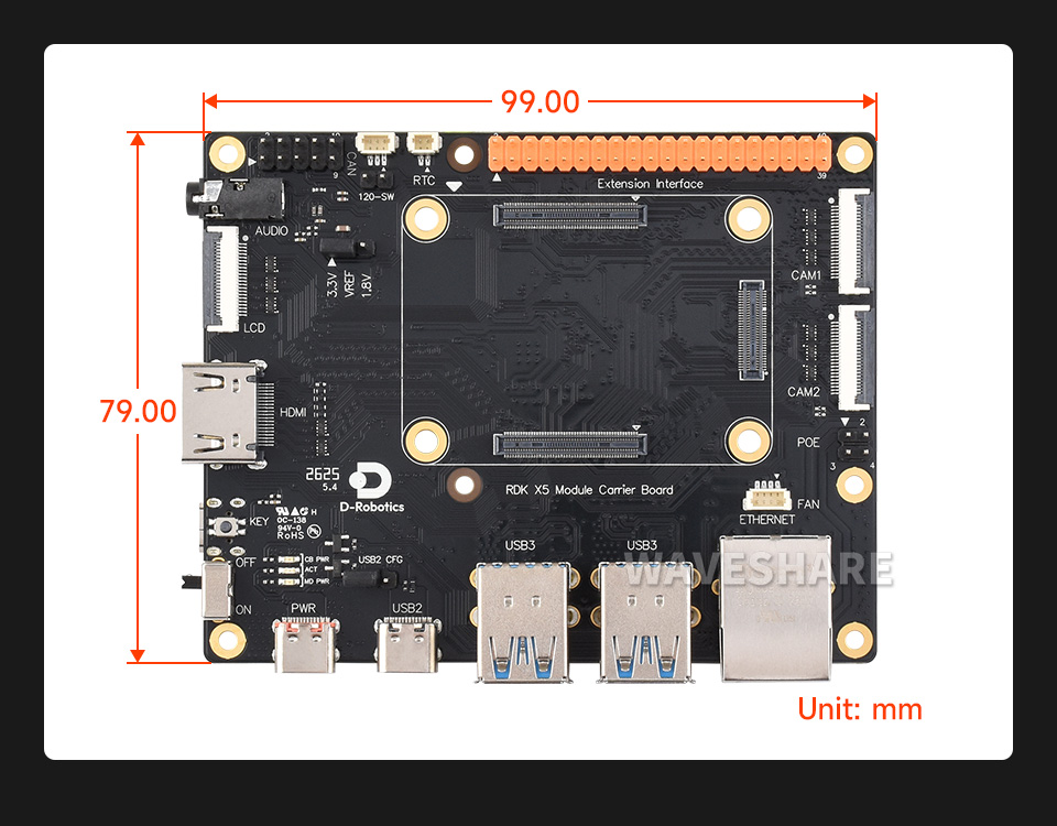 RDK X5 Module  D-Robotics 官方底板产品尺寸