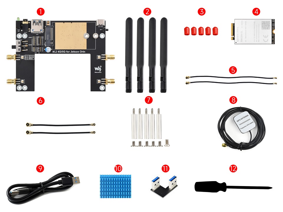 Jetson Orin 5G/4G/3G 扩展板配置清单