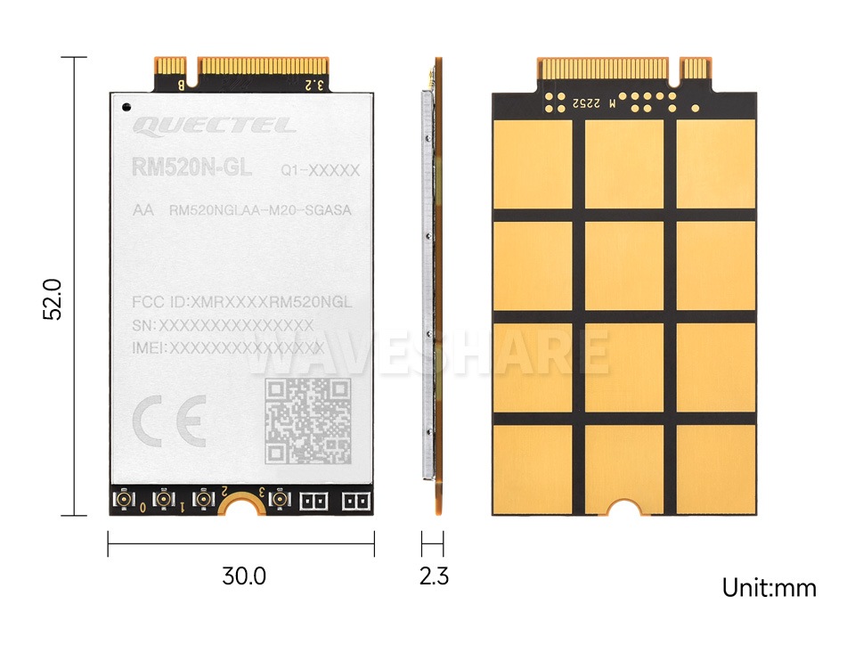 移远 RM520N-GL 物联网 5G 模组产品尺寸